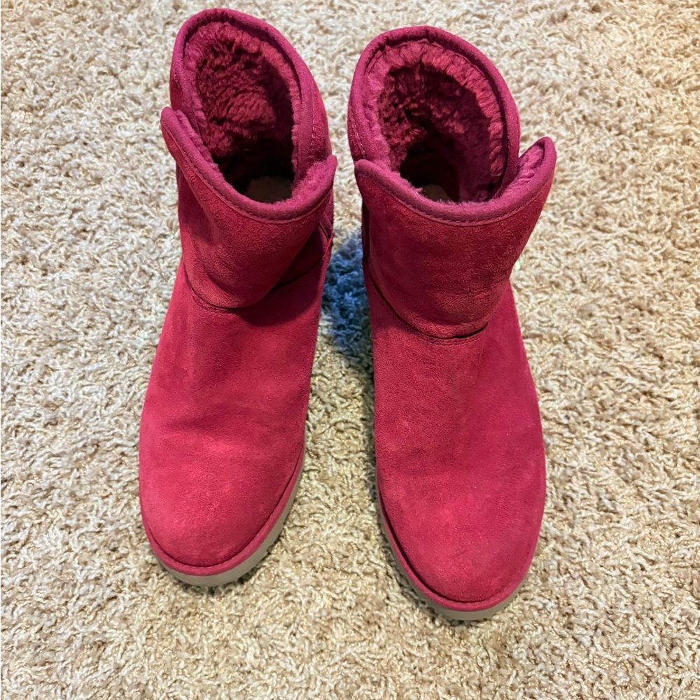 UGG Pink Suede Winter Boots with Cozy Lining